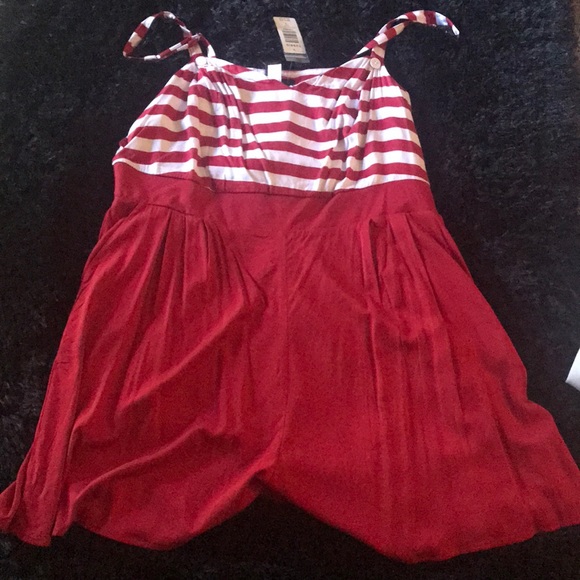 torrid Pants - Retro white and red halter romper